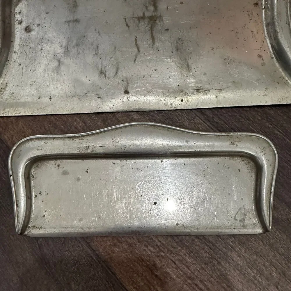 Vintage Silver Tone Metal Crumb Tray & Scraper Set Table Crumb Catcher